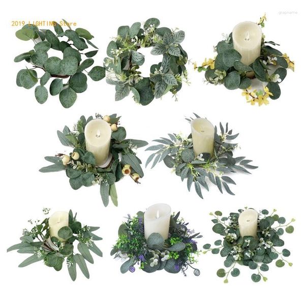 Bougeoirs 25cm guirlande de verdure artificielle pour chandelier guirlandes anneaux fête de mariage décor de pièce maîtresse de noël