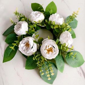 Kandelhouders 26 cm ringen kandelaar krans Europese kunstmatige roos kerstdecoratie venster rekwisieten tabel bruiloft arrangement