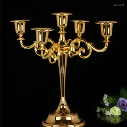 Portes de velas 27 cm Candelera de metal 3 colores Silver / Gold Bronze Arms 5 Decoración de la cena de boda