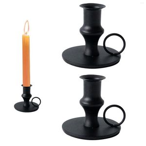 Kandelhouders 2 stks/4 stks Iron Candlestick Kitchen Eettentafel Middelpunt Wedding met handgreep Home Decor eenvoudig voor pilaar taperhouder