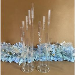 Bougeoirs 2 pièces 5 pièces 10 pièces décoration de mariage pièce maîtresse candélabre bougeoir clair chandeliers en acrylique pour les mariages événement fête 231201