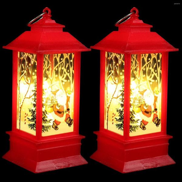 Bougeoirs 2 pièces lanternes de noël éclairées père noël renne bonhomme de neige lanterne lampe LED cadeaux de noël suspendus pour les enfants vacances d'hiver