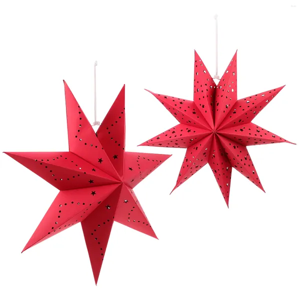 Candelabros 2 uds Navidad Estrella de nueve puntas Linternas de origami Decoraciones para el hogar