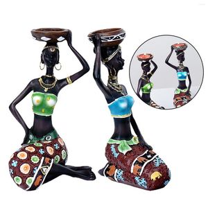 Kaarsenhouders 2 stks decoratieve theelight houder Afrikaanse beeldjes kandelaar tabletop decoratie thuis feest decor cadeau