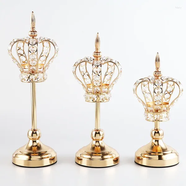 Partes de velas 2 PCS Crown Crown Silver/Gold Candlestick Crystal Stand Home Wedding Farty Table de Navidad Decoración