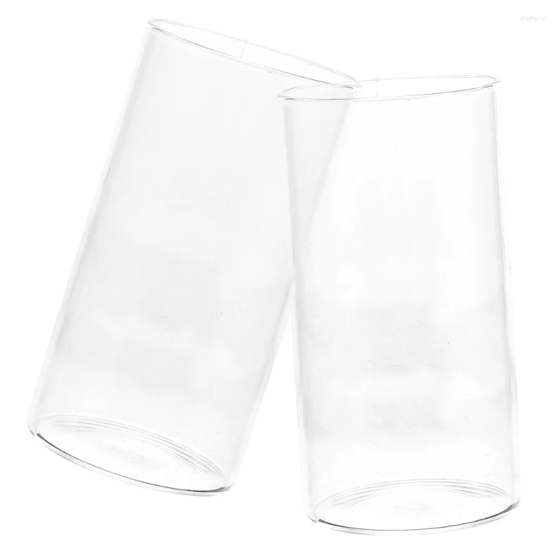 Bougeoirs 2pcs cheminée en verre clair porte-cylindre photophore protecteur d'ombre