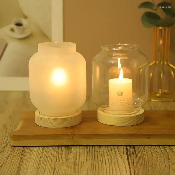 Bandlers 2pcs Glass Lantern Holder Creative Grosted Cafe Romantic Bandlelight Dinner Ornements