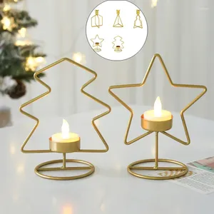 Kandelaars 2 stks Goud Creatieve Ijzer Kerstboom Ster Metalen Houder Kandelaar Kerst Decoratie Voor Thuis Ornamenten