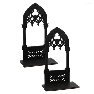 Bandlers 2pcs Gothic Arch Architectural Holder Whited Iron Home Decoration Facile to Use