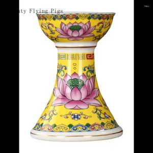 Bandlers 2pcs / lot chinois créatif en céramique créatif émail coloré lotus chandelier stand beurre lampe pour la décoration du support de bouddha