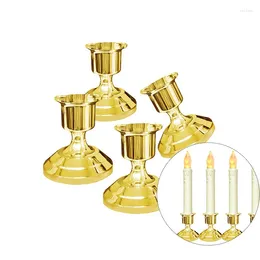 Kandelaars 2PCS/Lot Gold Ploated Plastic Candlestick Holder Sticker -kaarsen voor nep Tapers Kerstdecor