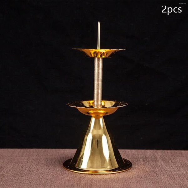 Candlers 2pcs Metal Candlestick Party Church Buddhist Buddhist Doalight pour le salon de la salle de mariage.