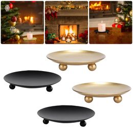 Candlers 2pcs Metal Iron Pillar Black Gold Candlestick Holder Tray Cadeaux Art Party Farty Home Decoration Wholesale