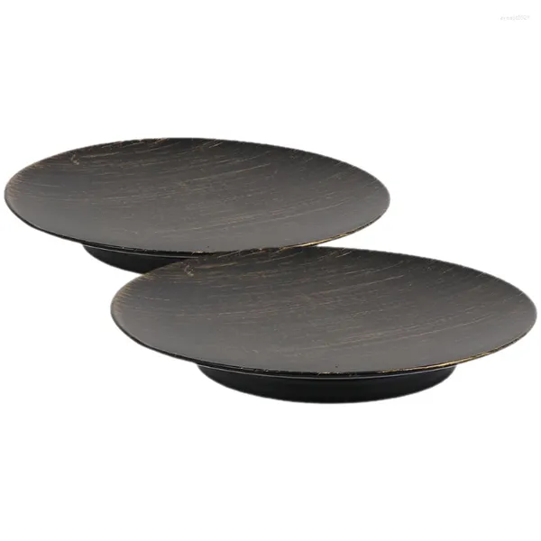 Bougeoirs 2pcs support de pilier plaque de fer rustique pour table à manger