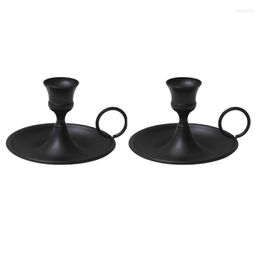 Portavelas 2 uds soporte de pilar candelabros simples negros para comedor decoración del hogar