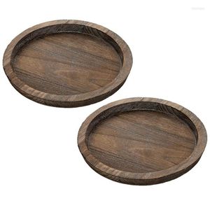 Bougeoirs 2Pcs Porte-Plateau En Bois Rustique - Petite Assiette Décorative Pilier En Bois Pour Table À Manger De Ferme