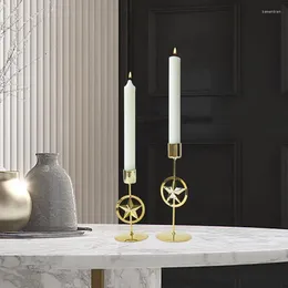 Bandlers 2pcs / set Style Europe Metal Simple Golden Weddin Decoration Bar Party Living Room Decor Home Candlestick
