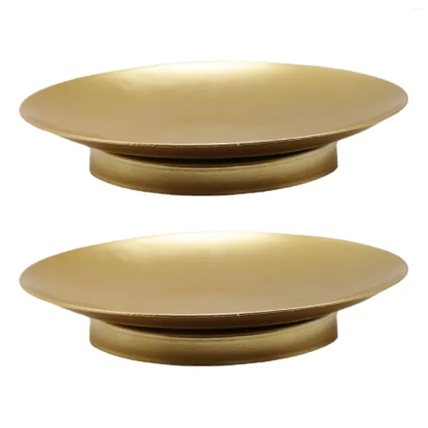 Bougeoirs 2pcs Table Décor Rond Home Party Plaque De Fer Pour Pilier Titulaire De Mariage Réutilisable Café Facile À Nettoyer Salle À Manger Petit Or