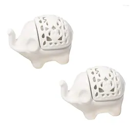 Kaarsenhouders 2 stcs Tealight -houder olifant holte keramisch licht voor eettafel en woondecoratie