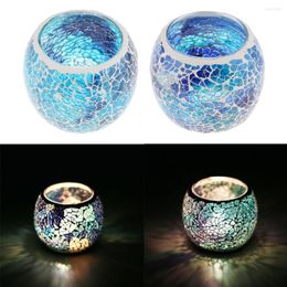 Kandelaars 2pcs Vinatge mozaïek glashouder votief kaarsen thee lichten blauwe kandelaar bowl cups set home decor rekwisieten
