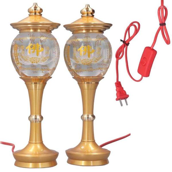 Bougeoirs 2PCS Culte Bouddha Lampe Ménage Décoratif Temple Bouddhiste Fournitures CN Plug 250V