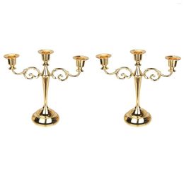 Bandlers 2x 3-couledle Metal Candabra Tall Holder Wedding Event Event (Gold)