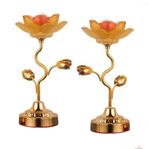 Bougeoirs 2X Lotus Ghee Porte-lampe Beurre Chandelier Pour Chambre Drop Livraison Maison Jardin Décor Dhtvs