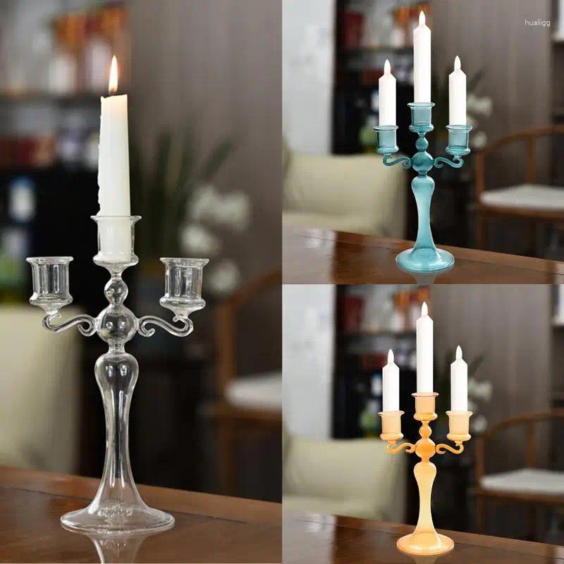 Candle Holders 3 Arms Candelabra Elegant Clear Glass Stands With Branches For Holder Centerpiece Dining