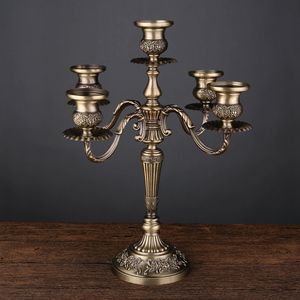 Kandelaars 3-Arms5-Arms Bronze Metal Wedding Stick Decoratie Stand Light Holder voor Home Decor 221102