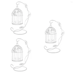 Candlers 3 PCS Birdcage Birdlestick Vintage Holder Cage Table Table pour le mariage à domicile (blanc)