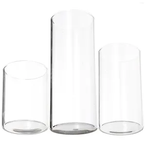 Bougeoirs 3 pièces support transparent verre tasse fournitures Style européen haut pilier bougies Table pièce maîtresse couverture