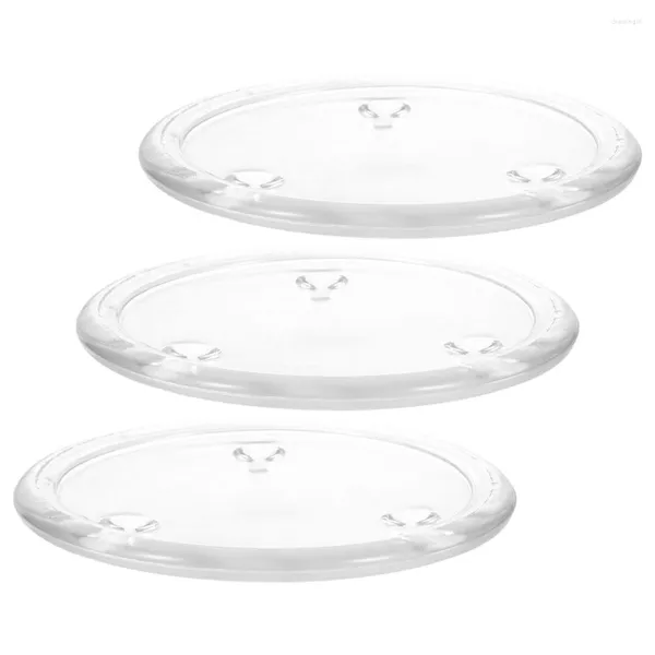 Bougeoirs 3 Pcs Plateau Transparent Chandelier Assiette Parfumée Banquet Titulaire Verre 12.8X12.8X1.4CM Mariage Transparent