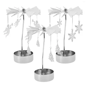Kandelaars 3 Stuks Versieren Draaibare Houder Kerstbomen Roterende Theelichtje Smeedijzeren Trotting Paard Lamp Decors