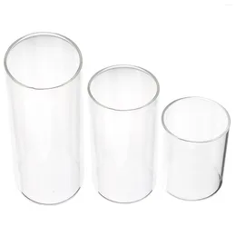 Bougeoirs 3 pièces verre tasse cylindres pilier support pots clairs colonne bougies ouragan