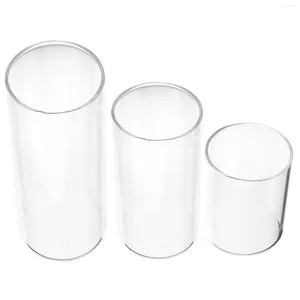 Bougeoirs 3 pièces verre tasse cylindres pilier support pots clairs colonne bougies ouragan