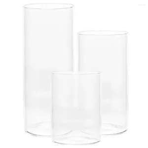 Candlers 3 PCS Glass Cup Home Decor Houseter Houseter Chimney Wedding Deccore Deccore Aproofroping Protecteurs Clear Tube Shades