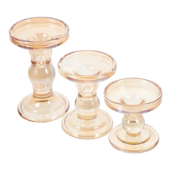 Bougeoirs 3 pièces verre support de colonne romaine décor pour bougies pilier Vintage