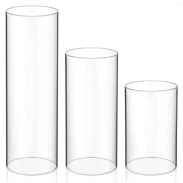 Bougeoirs 3 pièces abat-jour décoratif support en verre étagère de bureau nuances haute borosilicate approvisionnement salle à manger luminaire cylindre Vase