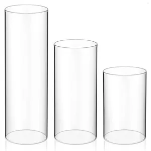 Bougeoirs 3 pièces abat-jour en verre couvercle transparent fourniture de bureau support décoratif fournitures à haute teneur en borosilicate bougeoirs cylindriques pour la maison