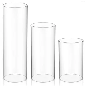 Kandelaars 3 pc's schaduw Winddichte beschermers Lantaarn thee -lichten kaarsen bedekken High Borosilicate Glass Home Holder