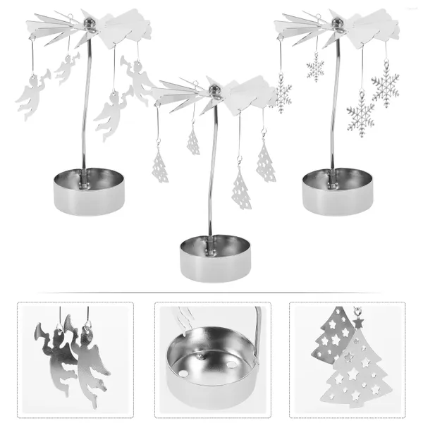 Candelabros 3 uds, soporte giratorio, adorno para cena a la luz de las velas, luces de té, decoración del banquete de boda, candelabro de regalo
