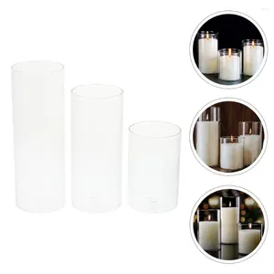 Kaarsenhouders 3 pc's vazen bulk transparant cup glas teen houder feestje klein stand hollow container bureaublad ornament