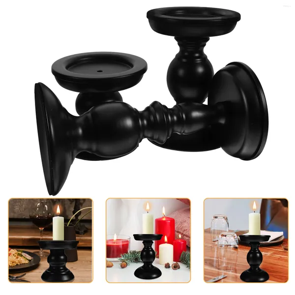 Candelabros 3 PCS Soporte vintage Hierro Base delicada Mesas de centro Estilo americano Titular negro Eva Party