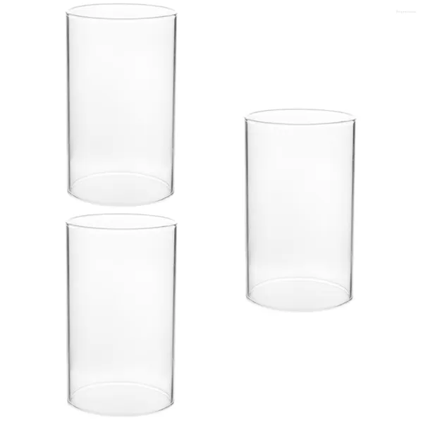 Portavelas 3 PCS Parabrisas Vidrio transparente Decoración de mesa pequeña Pantalla Tubo Sombras Alto borosilicato Retro Hogar