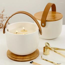 Bandlers 320 ml Jar avec couvercle en bambou pour faire des bougies porte-chandeliers en porcelaine