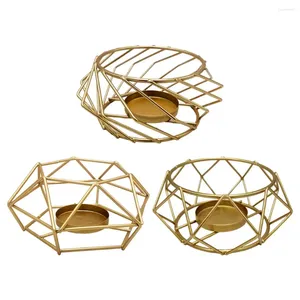 Candle Holders 3D Geometrisch Goud gepolijste Tealight Holder Tafel top centerpieces Weddings Event Party Decor kandelaar Stand