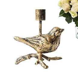 Partes de velas 3D Reliefle Feather Bird Candlestick Candelera de alta calidad Material de hierro fundido de alta calidad para el centro de la boda en el hogar decoraciones
