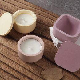 Bougeoirs 3D rond pot carré moules en silicone avec couvercle succulent pot de fleur boîte de rangement plâtre résine artisanat décor à la maison cadeau
