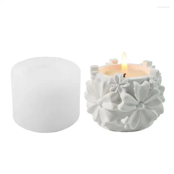 Bougeoirs 3D Silicone Silicone Soft and Flexible Moule Flower Golder Floral for Diy lisse résine