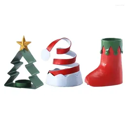 Kaarsenhouders 3 stks kersthouder Xmas Hat Tree Boot Candlestickwrought Iron Tea Wax Base Chic Cup